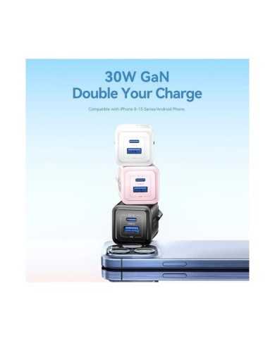 CARGADOR DE PARED VENTION GAN USB-C USB-A 30W WHITE