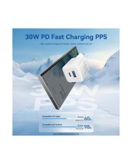 CARGADOR DE PARED VENTION GAN USB-C USB-A 30W WHITE