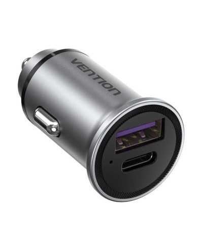 CARGADOR COCHE SMARTPHONE VENTION 30W USB-A USB-C SILVER