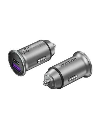 CARGADOR COCHE SMARTPHONE VENTION 30W USB-A USB-C SILVER