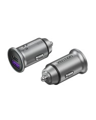 CARGADOR COCHE SMARTPHONE VENTION 30W USB-A USB-C SILVER