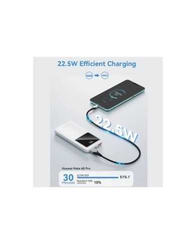 POWERBANK VENTION 10000MAH 2XUSB-A + USB-C LED DISPLAY 22.5W WHITE