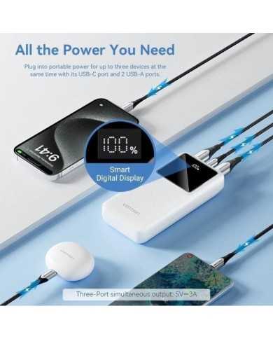 POWERBANK VENTION 20000MAH 2XUSB-A + USB-C LED DISPLAY 22.5W BLACK