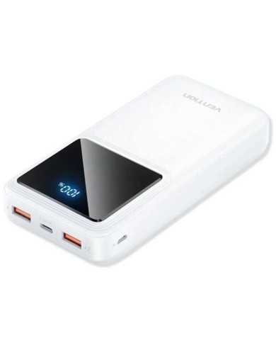 POWERBANK VENTION 20000MAH 2XUSB-A + USB-C LED DISPLAY 22.5W WHITE