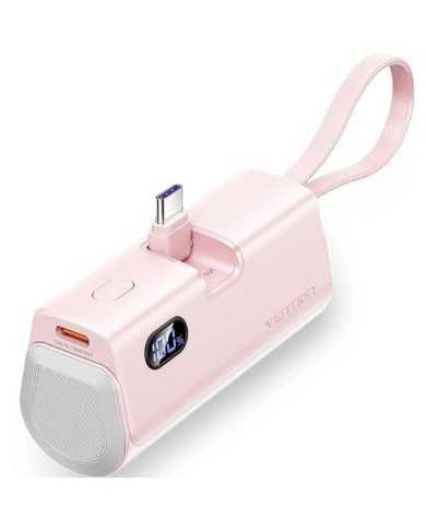 POWERBANK VENTION 4800MAH 2XUSB-C + LIGHTNING 22.5W USB-C PLEGABLE ROSE