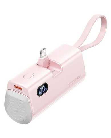 POWERBANK VENTION 4800MAH 2XUSB-C + LIGHTNING PLEGABLE 22.5W ROSE