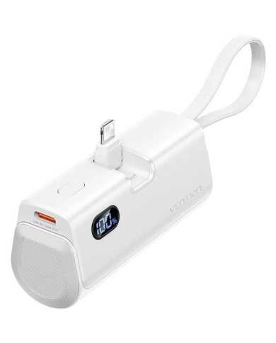 POWERBANK VENTION 4800MAH 2XUSB-C + LIGHTNING PLEGABLE 22.5W WHITE