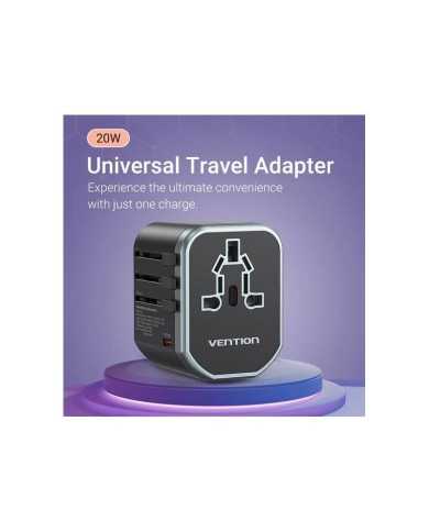 CARGADOR DE PARED VENTION UNIVERSAL USB-C 2XUSB-A 20W