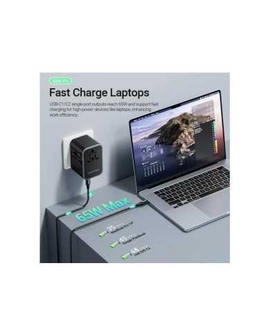 CARGADOR DE PARED VENTION UNIVERSAL GAN 2XUSB-C USB-A 65W