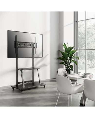 SOPORTE TV MONITOR AISENS SUELO CON RUEDAS 37-100 150KG BLACK/SILVER