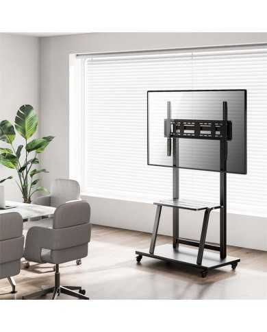 SOPORTE TV MONITOR AISENS SUELO CON RUEDAS 37-100 150KG BLACK/SILVER
