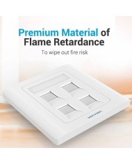 ROSETA DE PARED VENTION RJ45 CAT.6 UTP 4 TOMAS WHITE