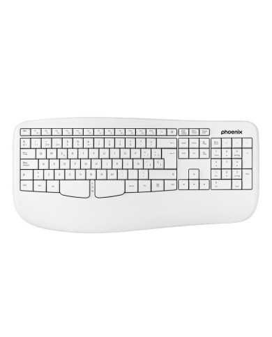 TECLADO PHOENIX K201 ERGONOMICO WIRELESS WHITE