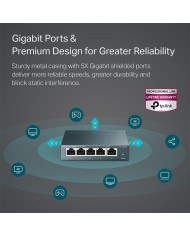 SWITCH TP-LINK TL-SG105S GIGABIT 5 PUERTOS METALICO