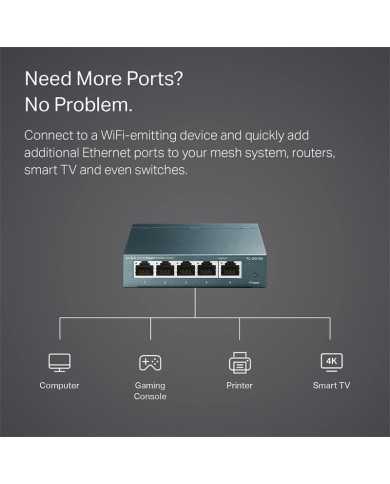 SWITCH TP-LINK TL-SG105S GIGABIT 5 PUERTOS METALICO SWITCH TP-LINK TL-SG105S GIGABIT 5 PUERTOS METALICO