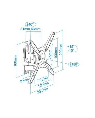SOPORTE TV MONITOR TOOQ 10-32 20KG INCLINABLE/GIRATORIO BLACK