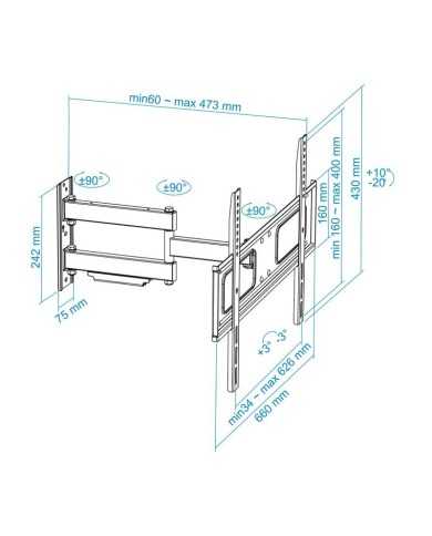 SOPORTE TV MONITOR TOOQ 37-70 50KG INCLINABLE/GIRATORIO