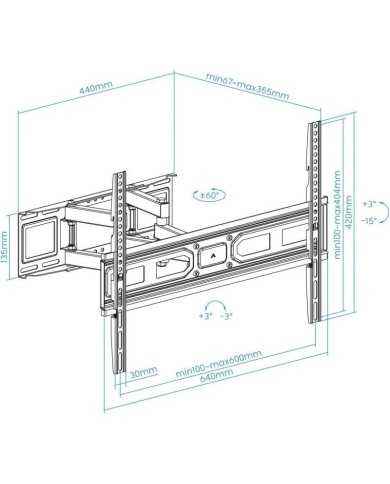 SOPORTE TV MONITOR TOOQ 37-80 40KG INCLINABLE/GIRATORIO BLACK