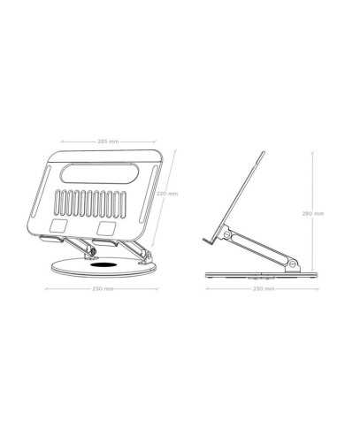SOPORTE AISENS SOBREMESA TABLET/NOTEBOOK ERGONOMICO 360º 10-17 SILVER