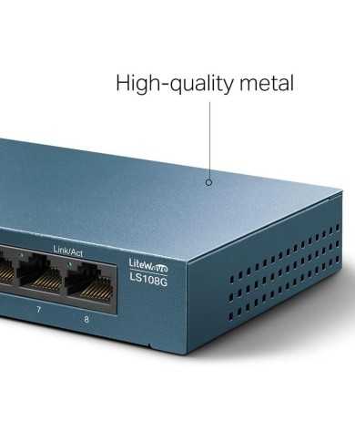 SWITCH TP-LINK GIGABIT 8 PUERTOS LS108GP POE+ METALICO