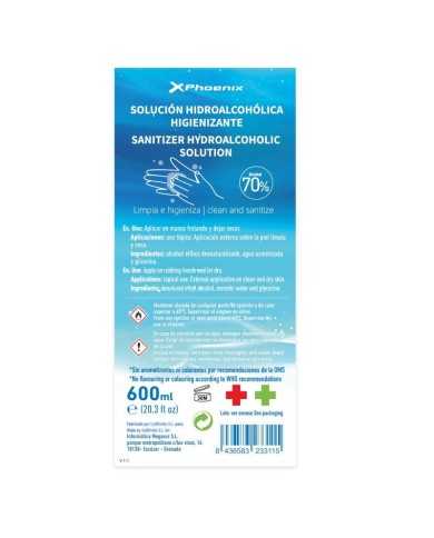 GEL HIDROALCOHOLICO PHOENIX 600ML