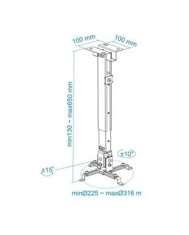 SOPORTE PROYECTOR TOOQ TECHO INCLINABLE WHITE