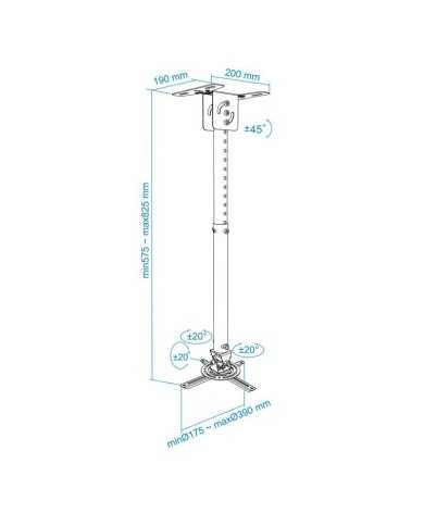 SOPORTE PROYECTOR TOOQ TECHO GIRATORIO E INCLINABLE BLACK