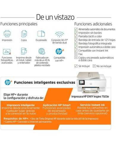 IMPRESORA HP DESKJET MULTIFUNCION ENVY 7920E COLOR WIFI WHITE IMPRESORA HP DESKJET MULTIFUNCION ENVY 7920E COLOR WIFI WHITE