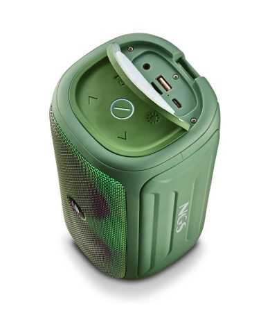 ALTAVOCES NGS ROLLER BEAST RGB PORTATIL WATERPROOF IPX5/BT/USB/AUX/FM GREEN