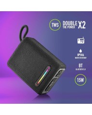 ALTAVOCES NGS ROLLER FURIA RGB PORTATIL WATERPROOF IPX6/BT/USB/AUX BLACK