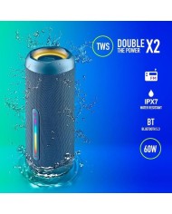 ALTAVOCES NGS ROLLER FURIA 3 RGB PORTATIL WATERPROOF 60W IPX7/BT/USB BLUE