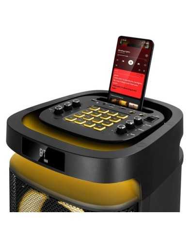 ALTAVOZ PHOENIX RUMBLEBOSS USB MICROSD FM BT RGB 80W KARAOKE + 2 MICROFONOS