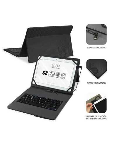 FUNDA SUBBLIM CON TECLADO KEYTAB PRO USB-C TABLET 10.1-11 BLACK
