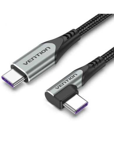 CABLE USB-C VENTION TIPO USB-C/M - USB-C/M ACODADO 5A 100W 1M