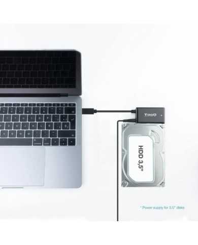ADAPTADOR USB 3.0 USB-C TOOQ DISCO DURO SATA 2.5/3.5 ALIMENTADOR BLACK