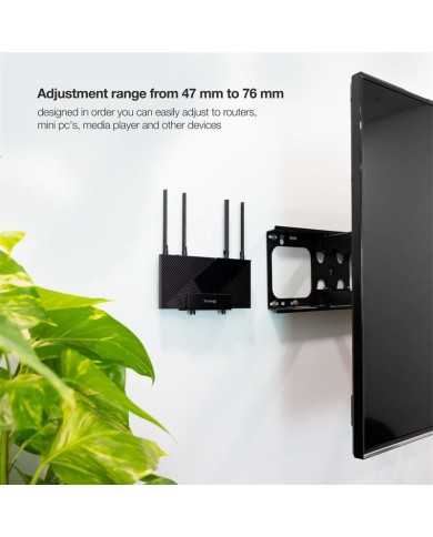 SOPORTE DE PARED UNIVERSAL TOOQ PARA ROUTER MINI PC MULTIMEDIA 5KG BLACK