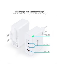 CARGADOR DE PARED TOOQ 100W USB-A/QC+ 2XUSB-C/PD WHITE
