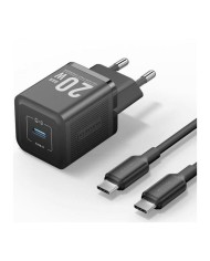 CARGADOR DE PARED VENTION GAN USB-C 20W BLACK + CABLE UCB-C 1M BLACK