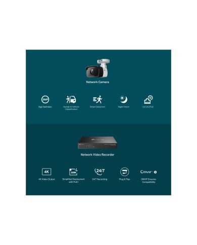PACK CAMARA TP-LINK VIGI 4X BULLET 3MP POE + GRABADOR IP 8 CH POE