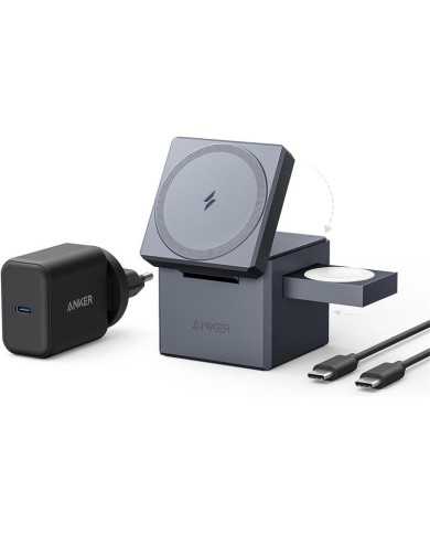 CARGADOR ANKER CUBO 3 EN 1 MAGSAFE AURICULARES+SMARTPHONE+RELOJ 30W USB-C