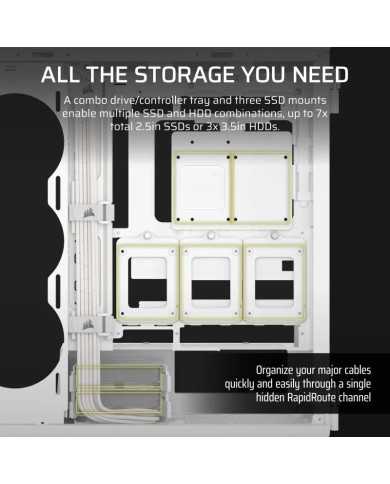 CAJA ORDENADOR GAMING CORSAIR 5000T CRISTAL TEMPLADO WHITE