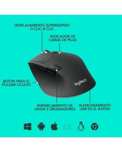 RATON LOGITECH TRIATHLON M720 WIRELESS BLUETOOTH 1000DPI BLACK