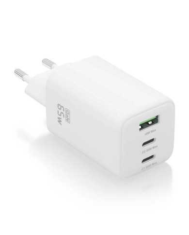 CARGADOR DE PARED AISENS GAN 2XUSB-C/USB-A 65W WHITE