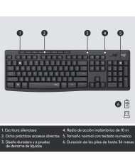 TECLADO + RATON LOGITECH MK295 WIRELESS SILENT GRAFITO
