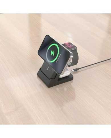 BASE CARGADOR AISENS SMARTPHONE/APPLE WATCH/AURICULARES WIRELESS 15W BLACK