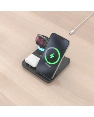 BASE CARGADOR AISENS SMARTPHONE/APPLE WATCH/AURICULARES WIRELESS 15W USB-C BLACK