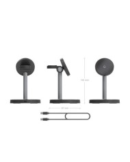 BASE CARGADOR AISENS SMARTPHONE/APPLE WATCH/AURICULARES WIRELESS QI2 15W USB-C BLACK