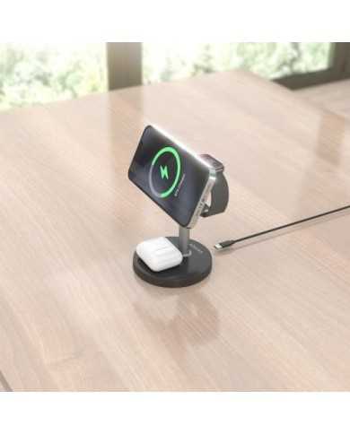 BASE CARGADOR AISENS SMARTPHONE/APPLE WATCH/AURICULARES WIRELESS QI2 15W USB-C BLACK