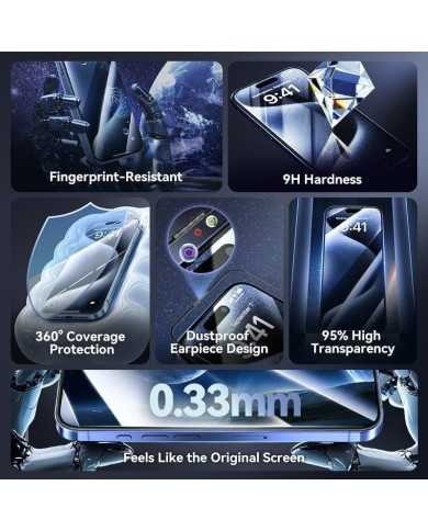 PROTECTOR PANTALLA VENTION CRISTAL TEMPLADO IPHONE 15 PRO + HERRAMIENTA INSTALACION