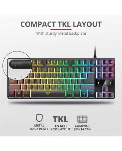 TECLADO TRUST GAMING GXT 833 METALICO USB RGB TECLADO TRUST GAMING GXT 833 METALICO USB RGB